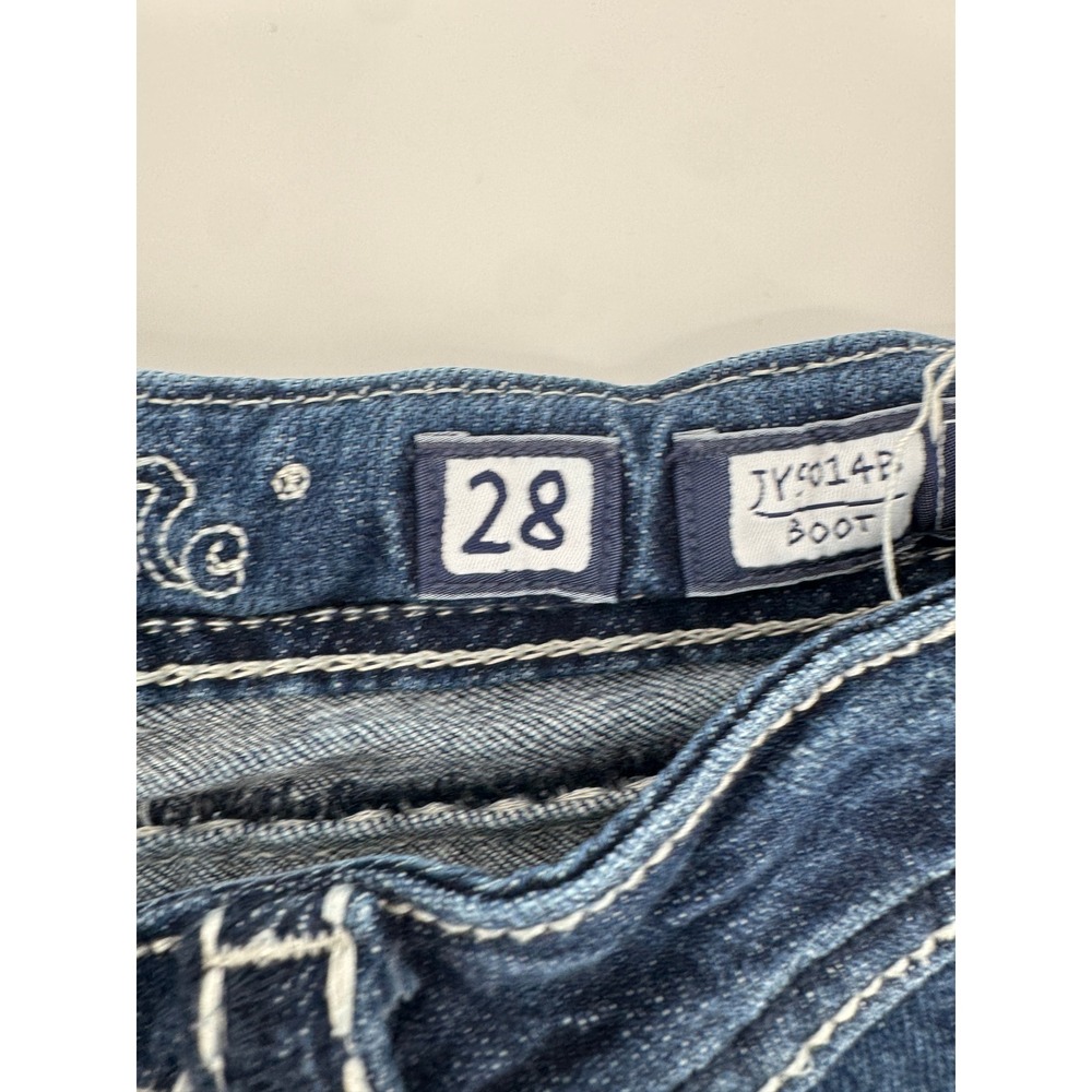 Miss Me Bradbury Bootcut Jeans Womens 28 Blue Crystal Embellished Flap Pocket - Picture 5 of 16